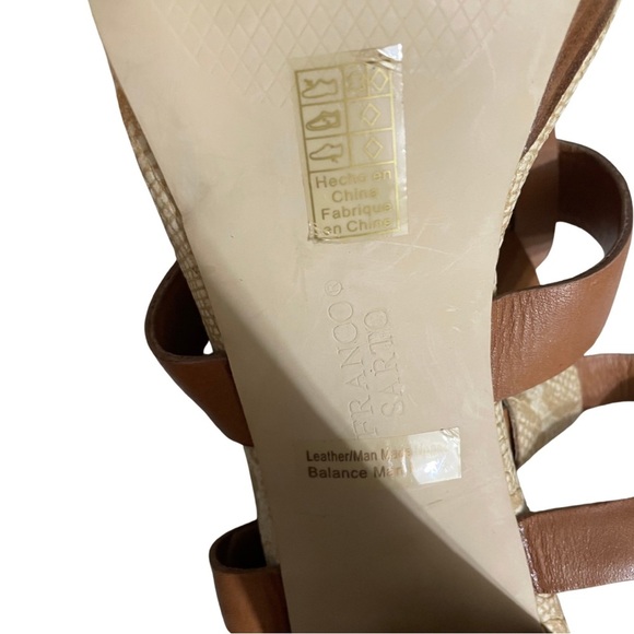 Franco Sarto US 9 L-Betsy Stylish Brown Leather Women's Heels Sandles - Picture 9 of 10